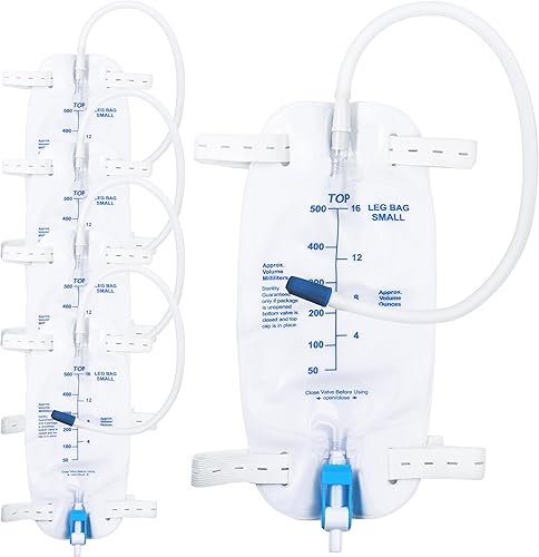 Paquete de 5 bolsas para piernas de 16.9 fl oz con tubo de 18 pulgadas, portátil y portátil para actividades al aire libre, viajes y sobre la