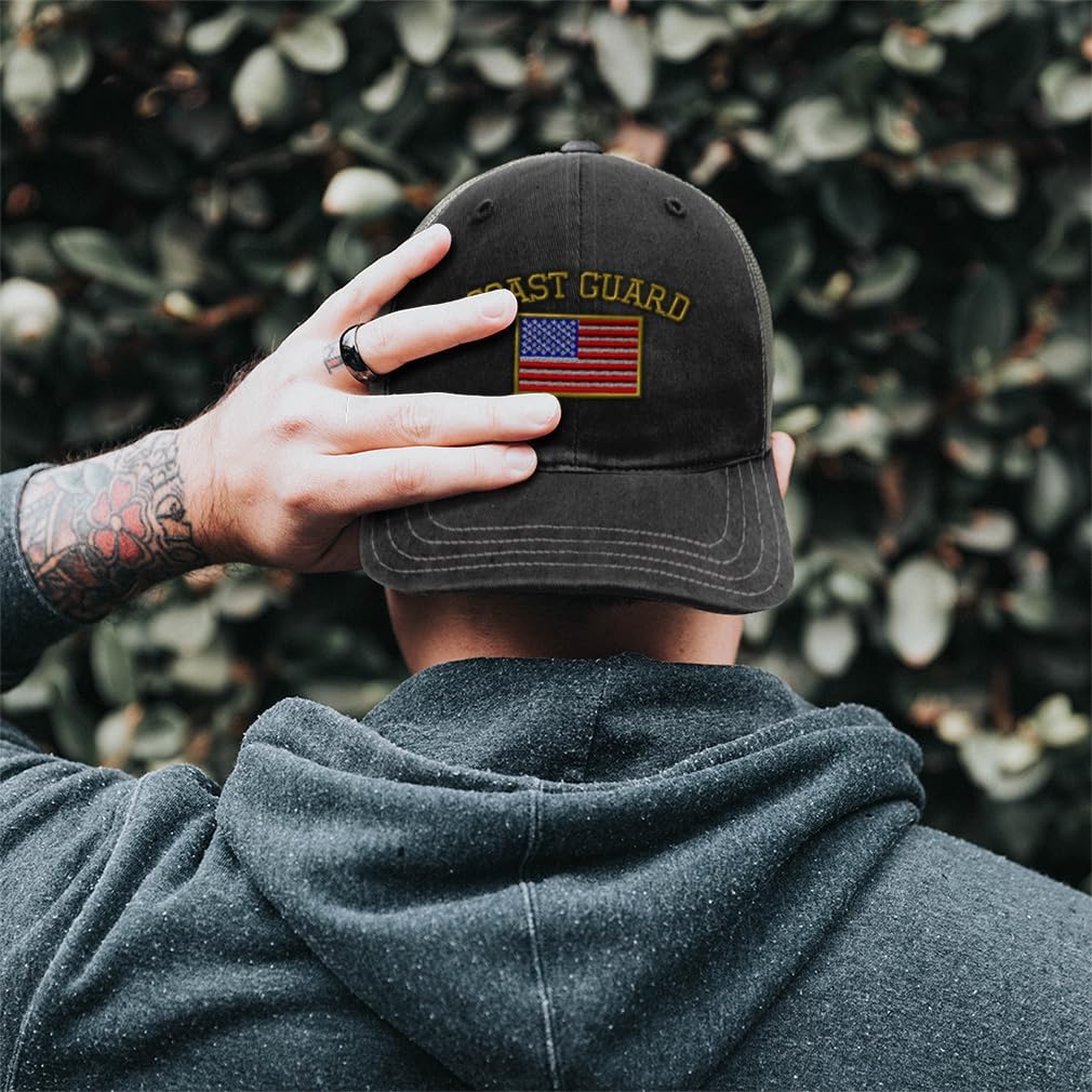 Richardson Soft Mesh Cap Hat Embroidered American Flag Coast Guard Embroidery Trucker Hats for Men & Women