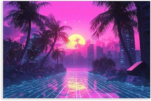 ZMLIS Vaporwave Wall Art Retro Cyberpunk Subculture Poster Neon Aesthetic Print Futuristic 80s Inspired Room Decor Canvas Wall Art Print Poster