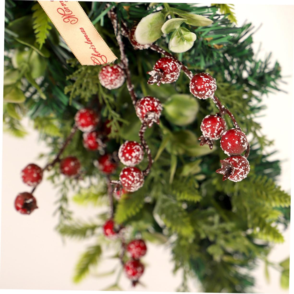 Zerodeko Christmas Teardrop Swag Eucalyptus Leaves Festive Door Decor for Holiday Home Decoration Lightweight and Reusable Xmas Garland for Staircase and Fireplace