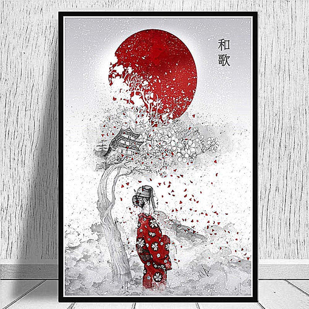 ZZZXX Girl Kimono Paintings 50 x 70 cm Canvas Art Abstract Decor Stretched  Canvas Print for Living Room Bedroom Kitchen Office Bar : Amazon.co.uk:  Home & Kitchen