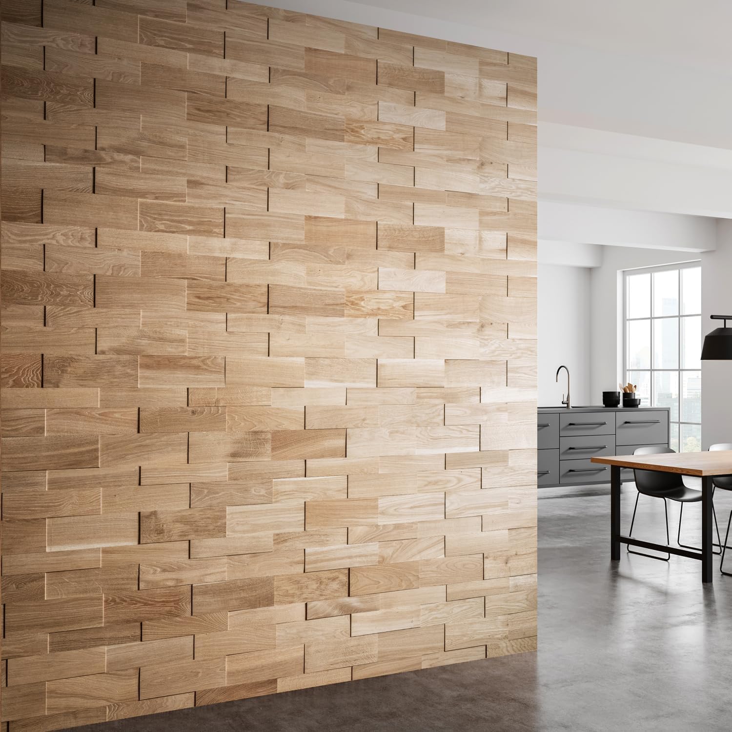 Oak Wall Cladding, 3D Wall Panels, Wooden Wall Design, Model OZO Mini ...