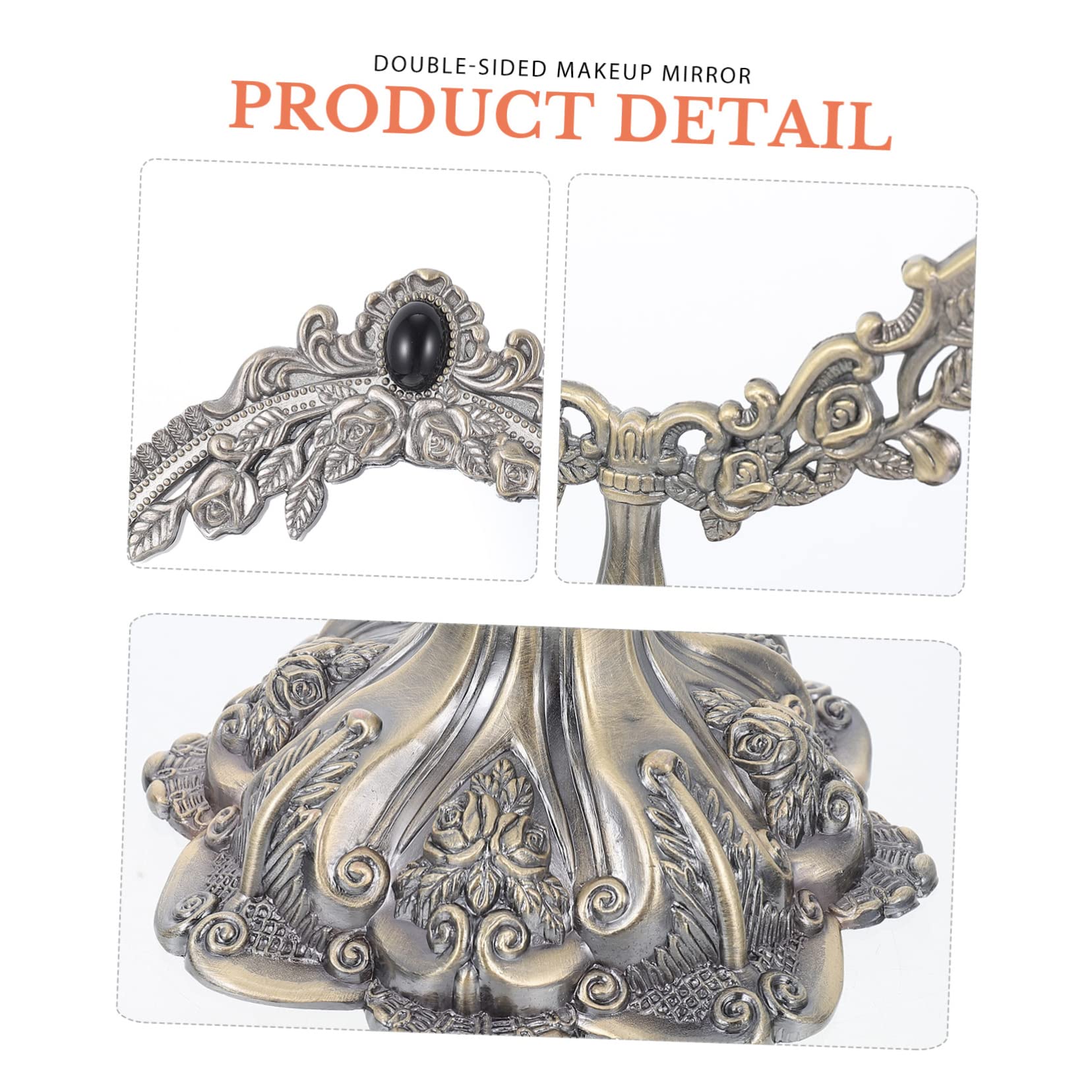 Doppelseitiger Tischspiegel im Europäischen Stil Rotierender Kosmetikspiegel für Hochzeit Stabiler und Klarer Makeup Spiegel für Zuhause Antik Finish für Tisch