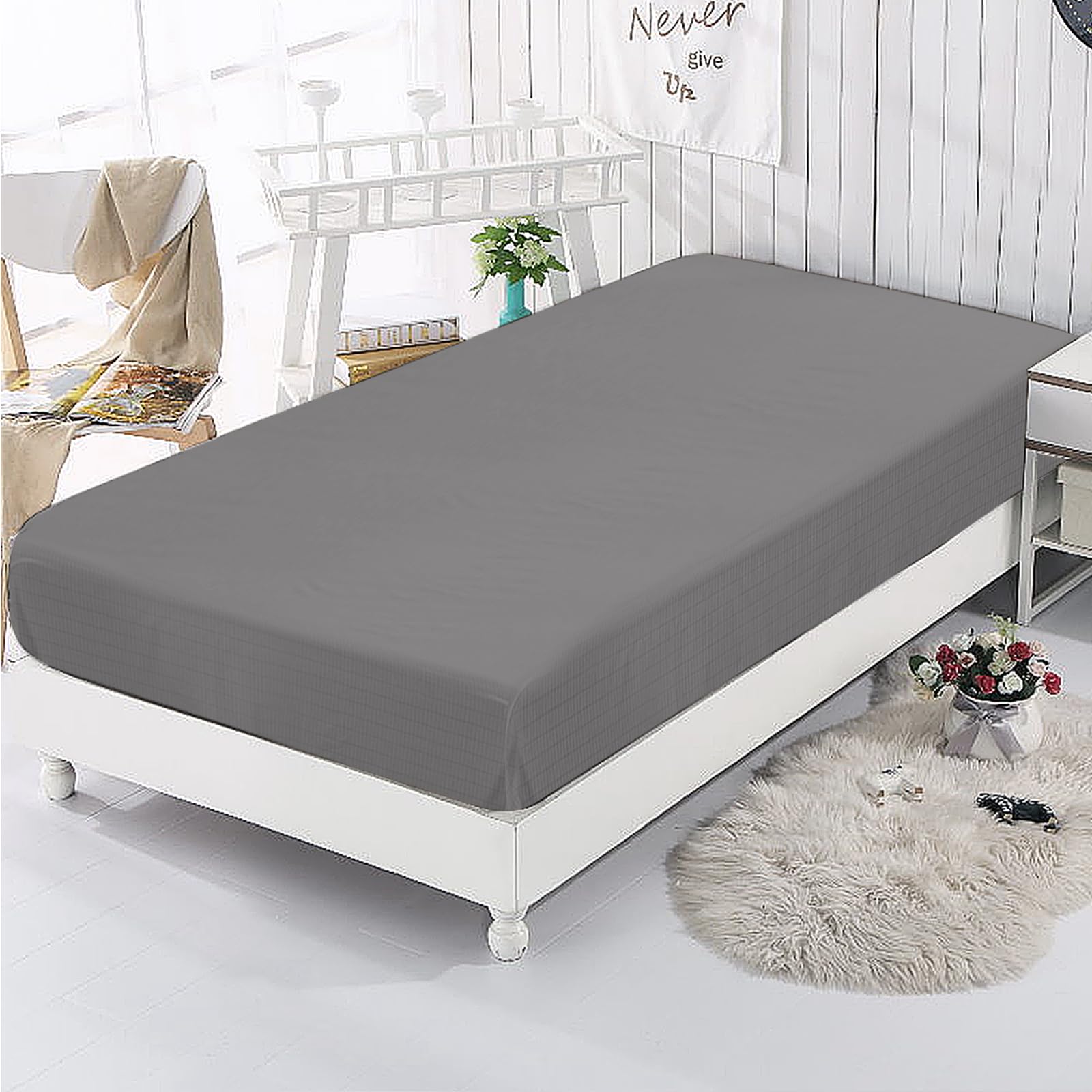 Grounding Sheet, Twin XL/Full XL/Queen/King/Cal-King Size Full Cover Anti Static Cotton Earthing Bed Cover, Skin Friendly Grounding Bed Sheet (Gray, Twin XL(12in Heightness))
