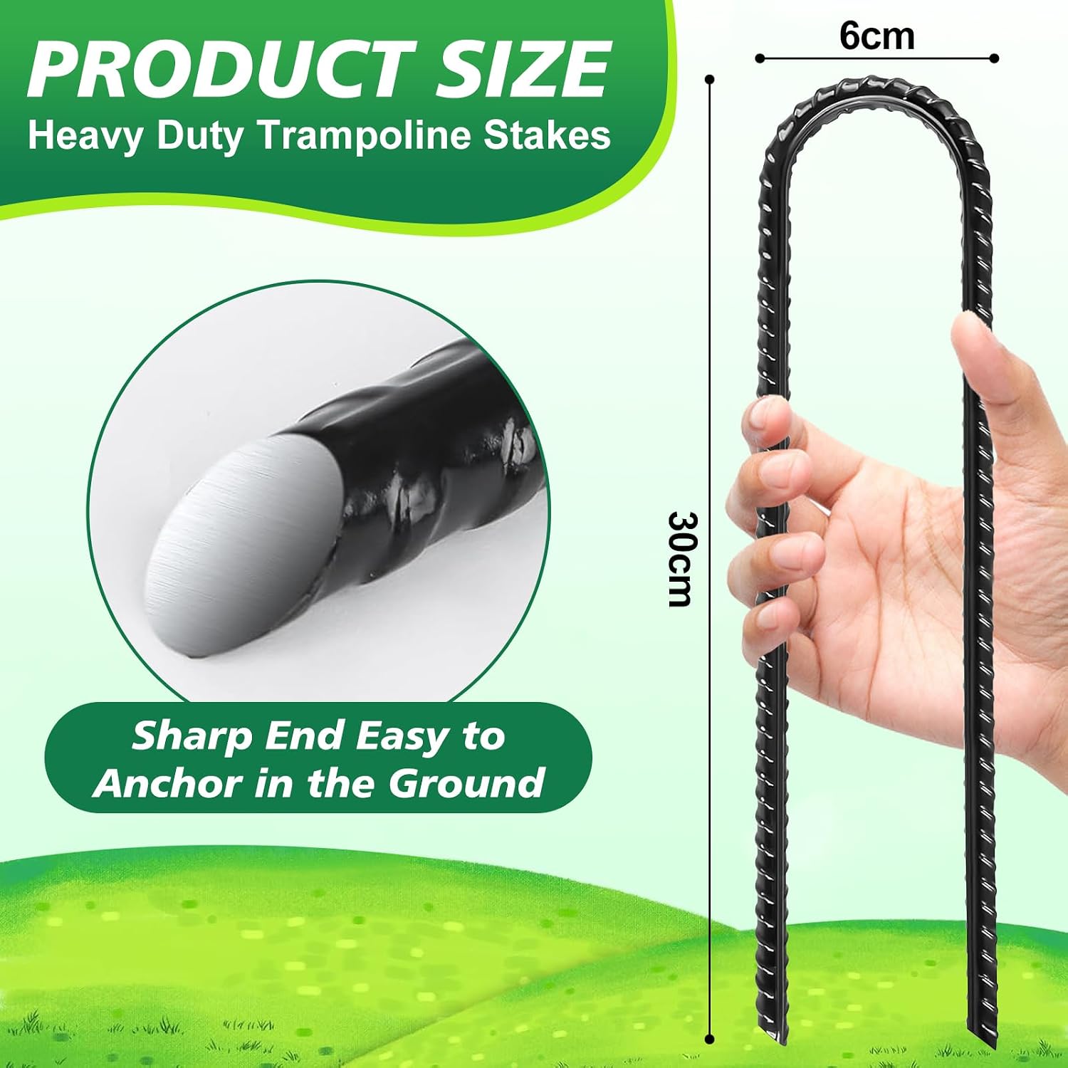 Bodenanker Trampolin 30cm Rostfrei Sturmsicher Erdanker Zeltheringe 8 Stück