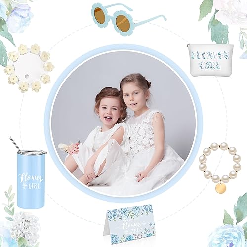 Miniatura 7 de Inbagi Juego de 12 piezas para niña de las flores, incluye vaso redondo de flores para gafas de sol, bolsa de lona con texto en inglés "Will You Be