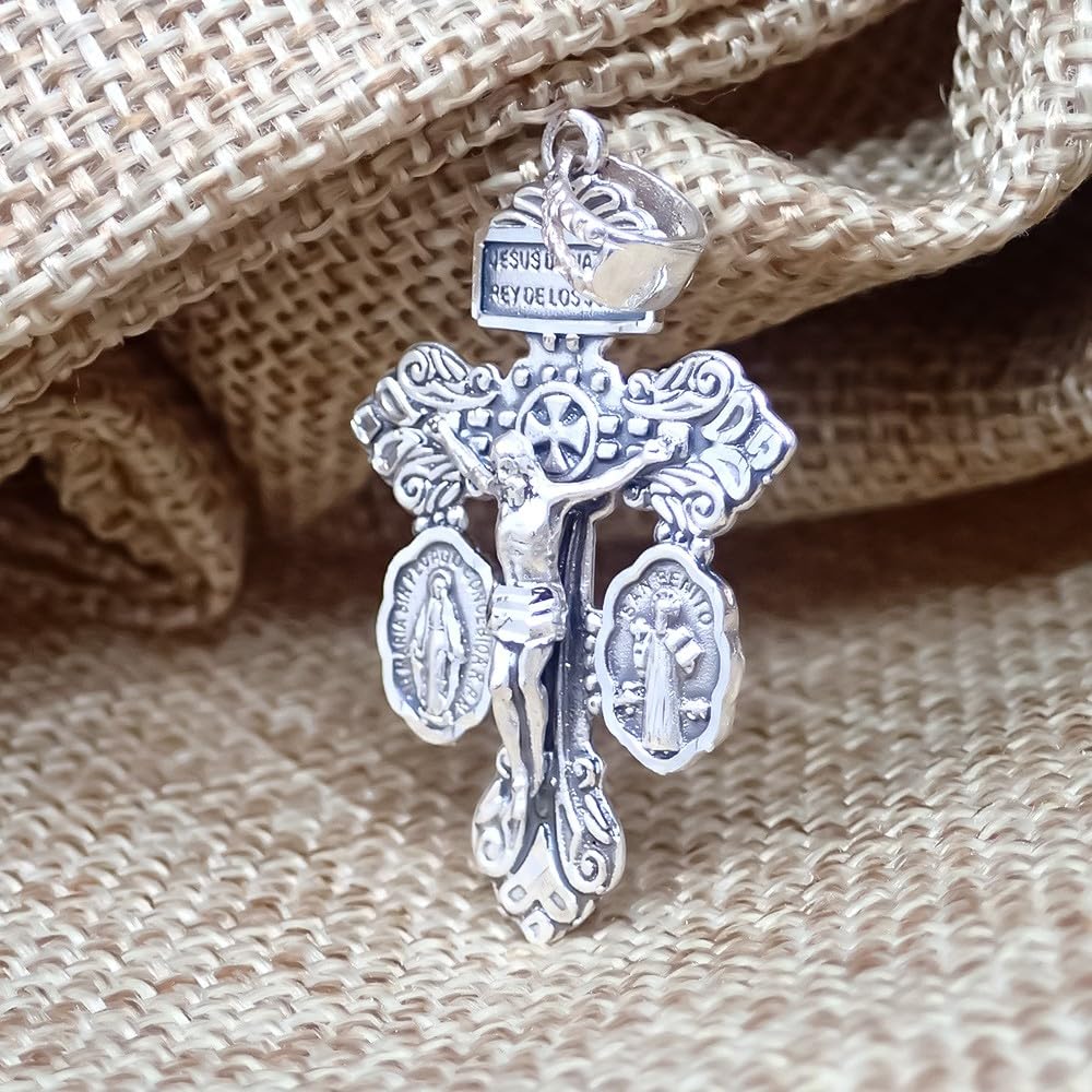 Cruz del Perdón Colgante Plata Ley 925m maciza 36mm. JESÚS DE NAZARET REY DE LOS JUDÍOS