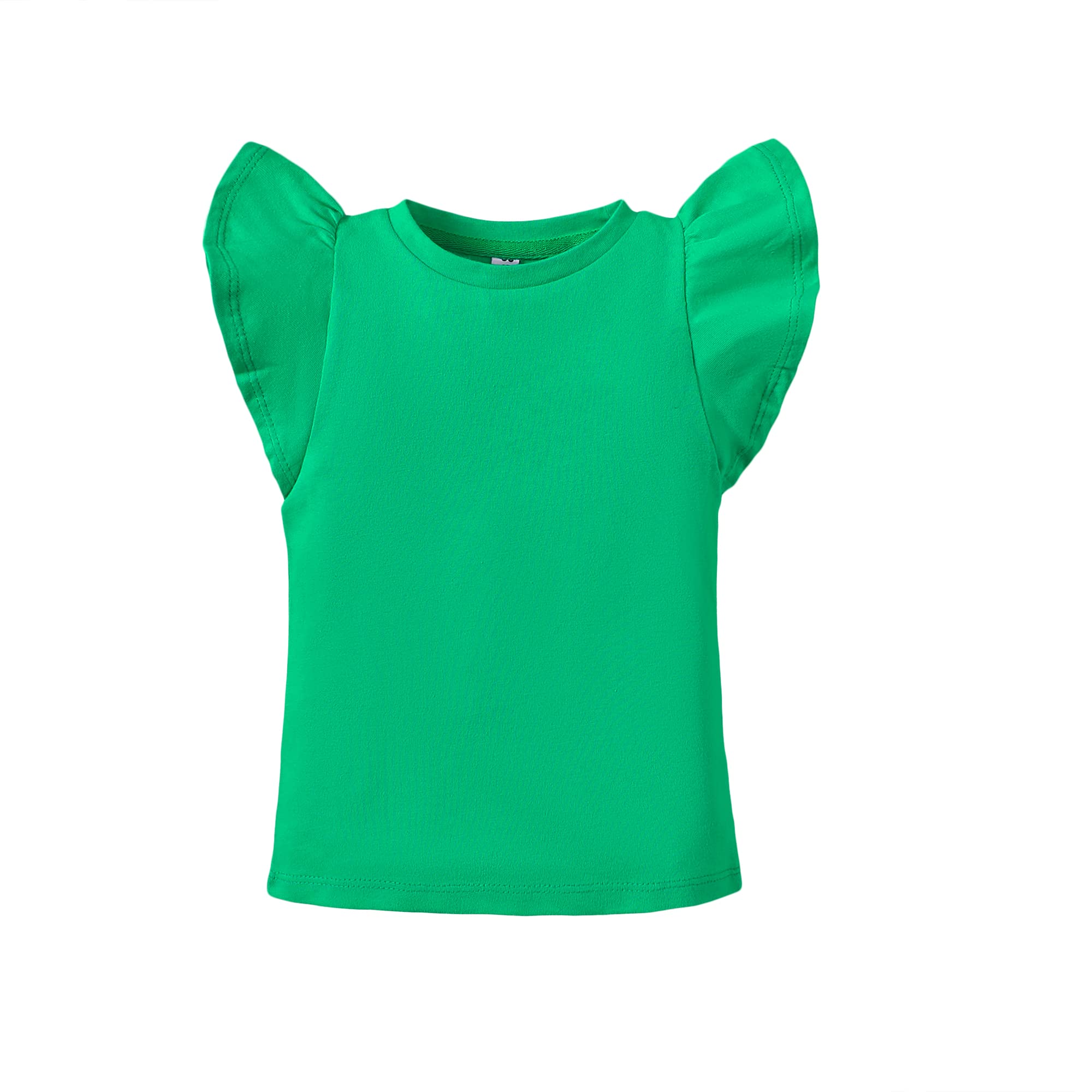 Kids Girl Blouse Toddler Baby Girls Ruffle Sleeve T-Shirts Children Solid Color Tee Tops (Green013D, 2-3 Years)