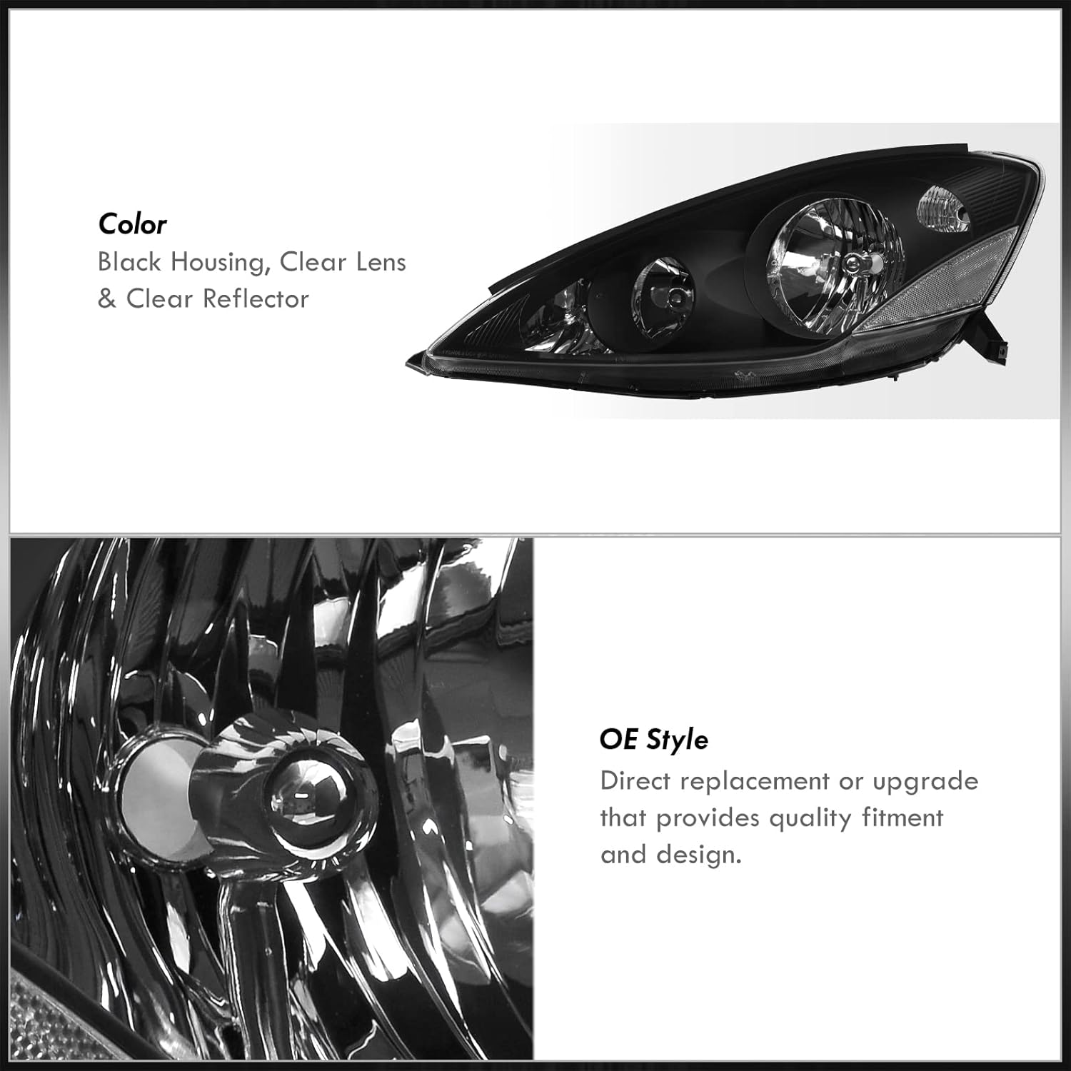 AJP Distributors Black Housing Clear Reflector Signal Factory OE Style Halogen Headlights Headlamps Bumper Lights Driving Lamps Assembly Pair Compatible/Replacement For Sienna 2006 2007 2008 2009 2010