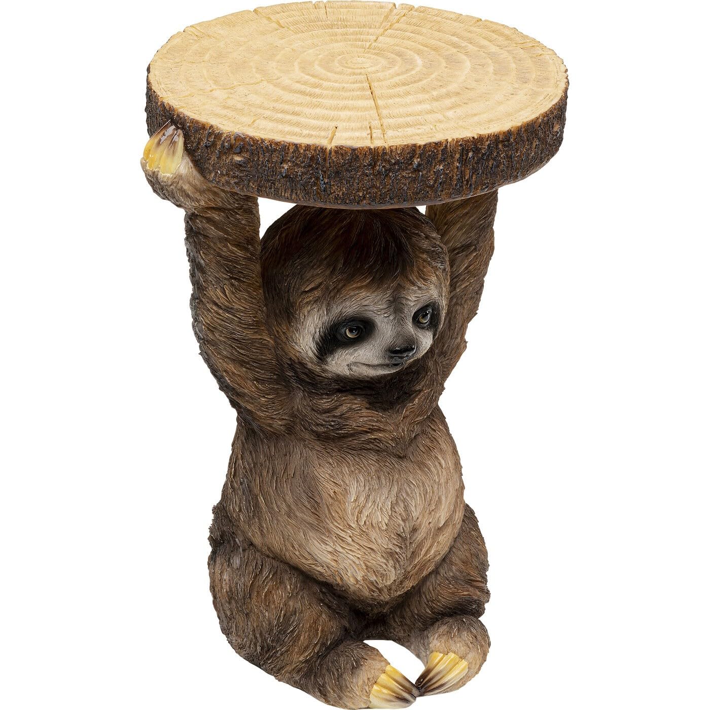 Kare Design Stolik pomocniczy Animal Sloth, brązowy, średnica 22 cm, motyw leniwca, motyw zwierzęcy, stolik do salonu, stolik kawowy, stolik nocny, stolik nocny