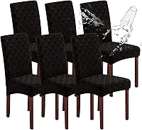 Vista 47 de Genina Fundas impermeables para sillas de comedor, fundas elásticas de jacquard para sillas de comedor, extraíbles y lavables, protector de silla