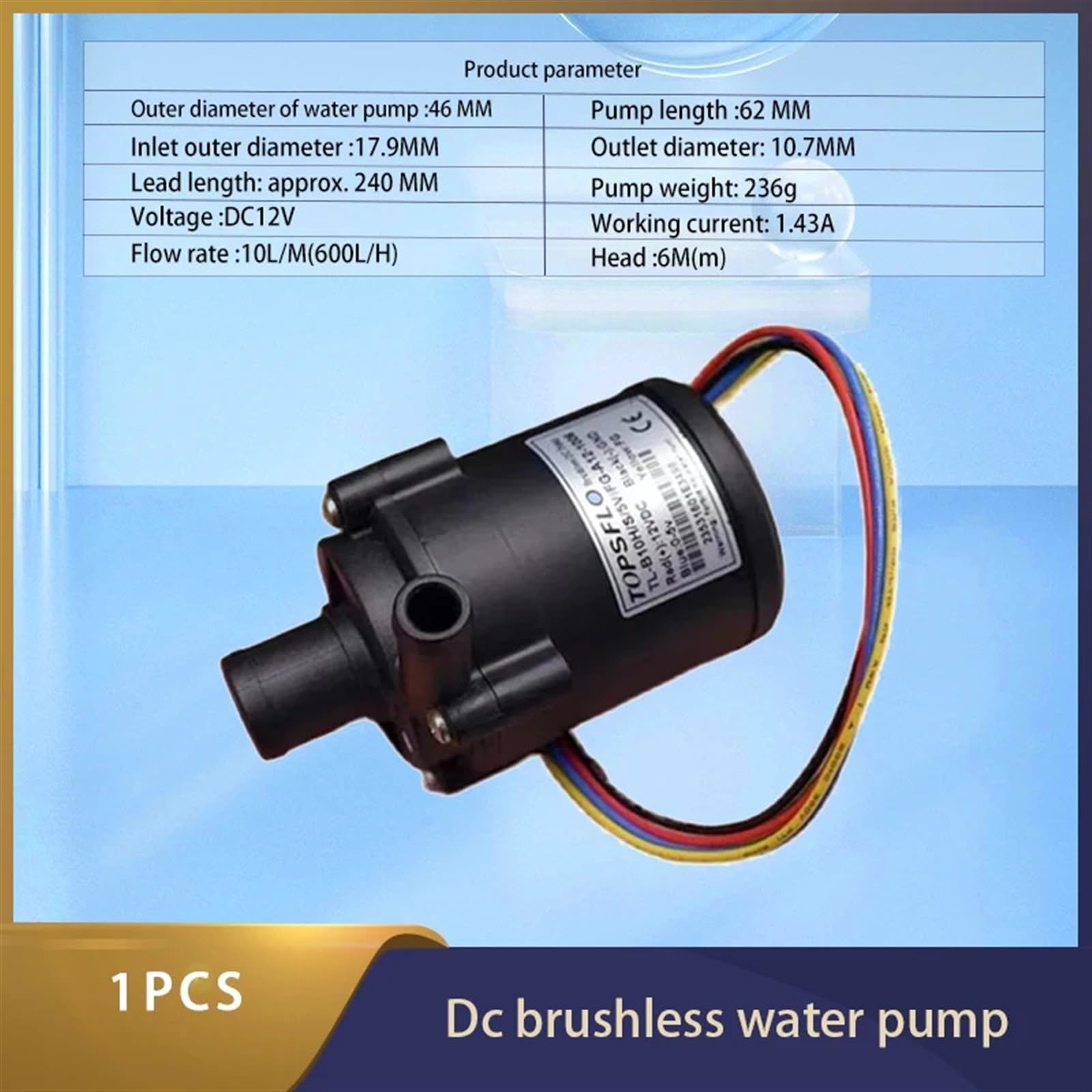 Minibomba de agua sumergible sin escobillas de 12 V CC, pequeña, con impulsor centrífugo, gran caudal, regulación de velocidad PWM