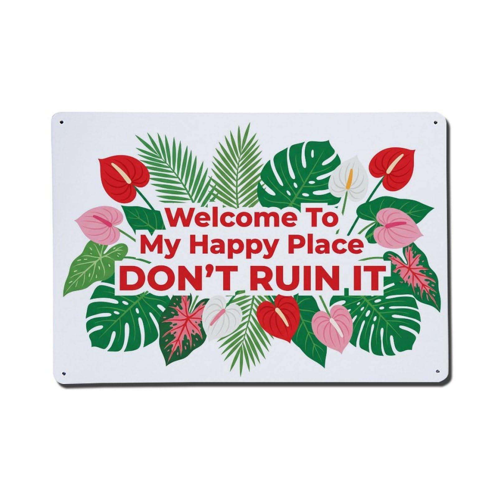Tropical Anthurium Lounge Humor Metal Tin Sign Plaque Wall Decor for Cafe, Club Bar, Office, Home Garden Metal Poster 8x12Inch