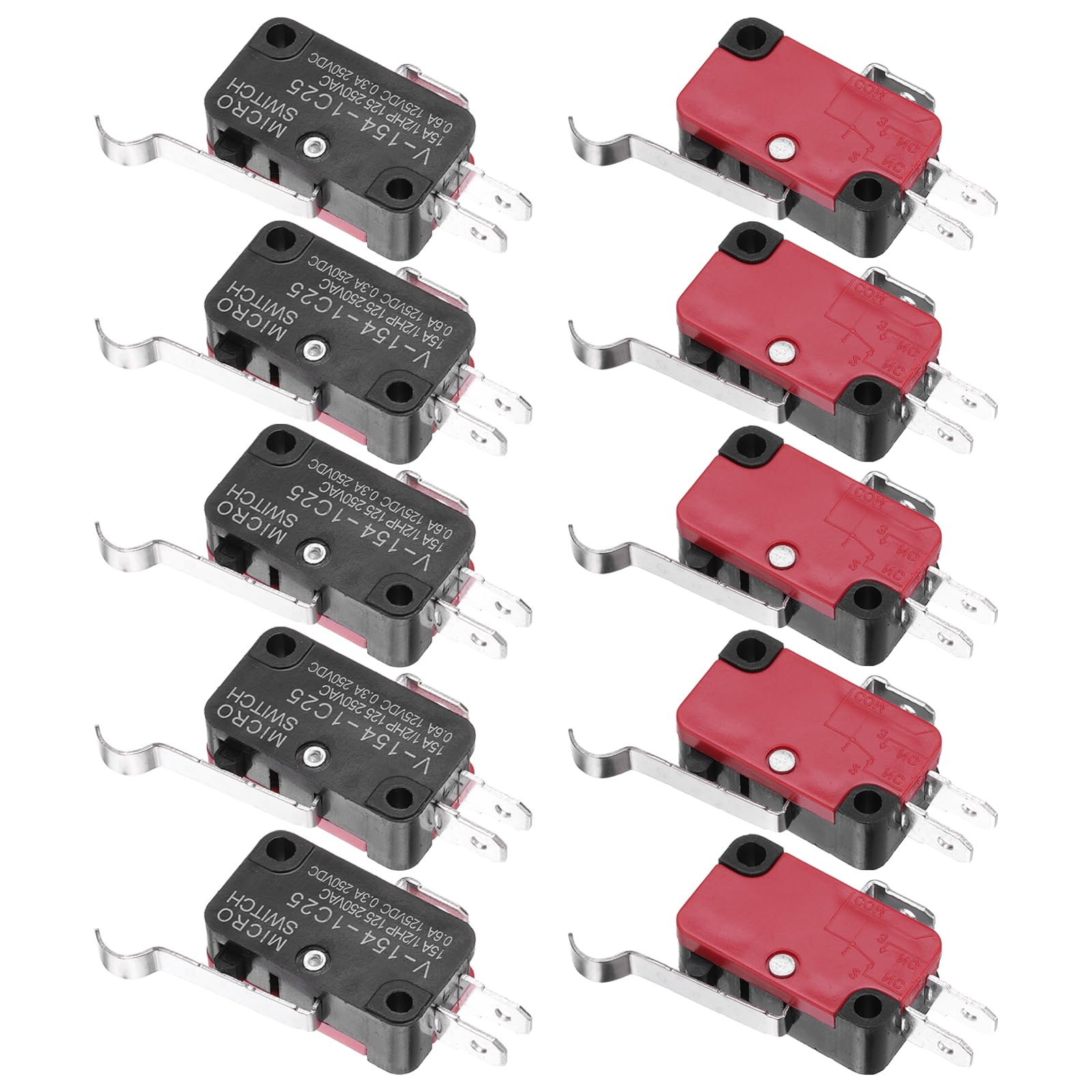 uxcell 10Pcs V-154-1C25 1NO + 1NC Micro Limit Switch 15A 125/250VAC Waterproof Miniature Micro Switches for Precision Components