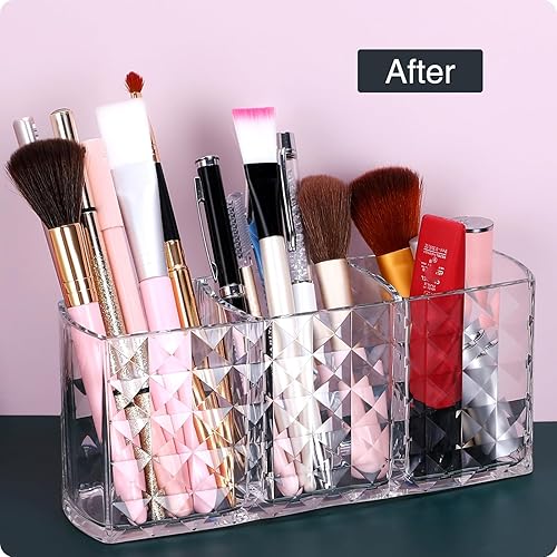 Miniatura 5 de Soporte para brochas de maquillaje para tocador, acrílico transparente, pequeño, compacto, delineador de labios, delineador de labios, organizador