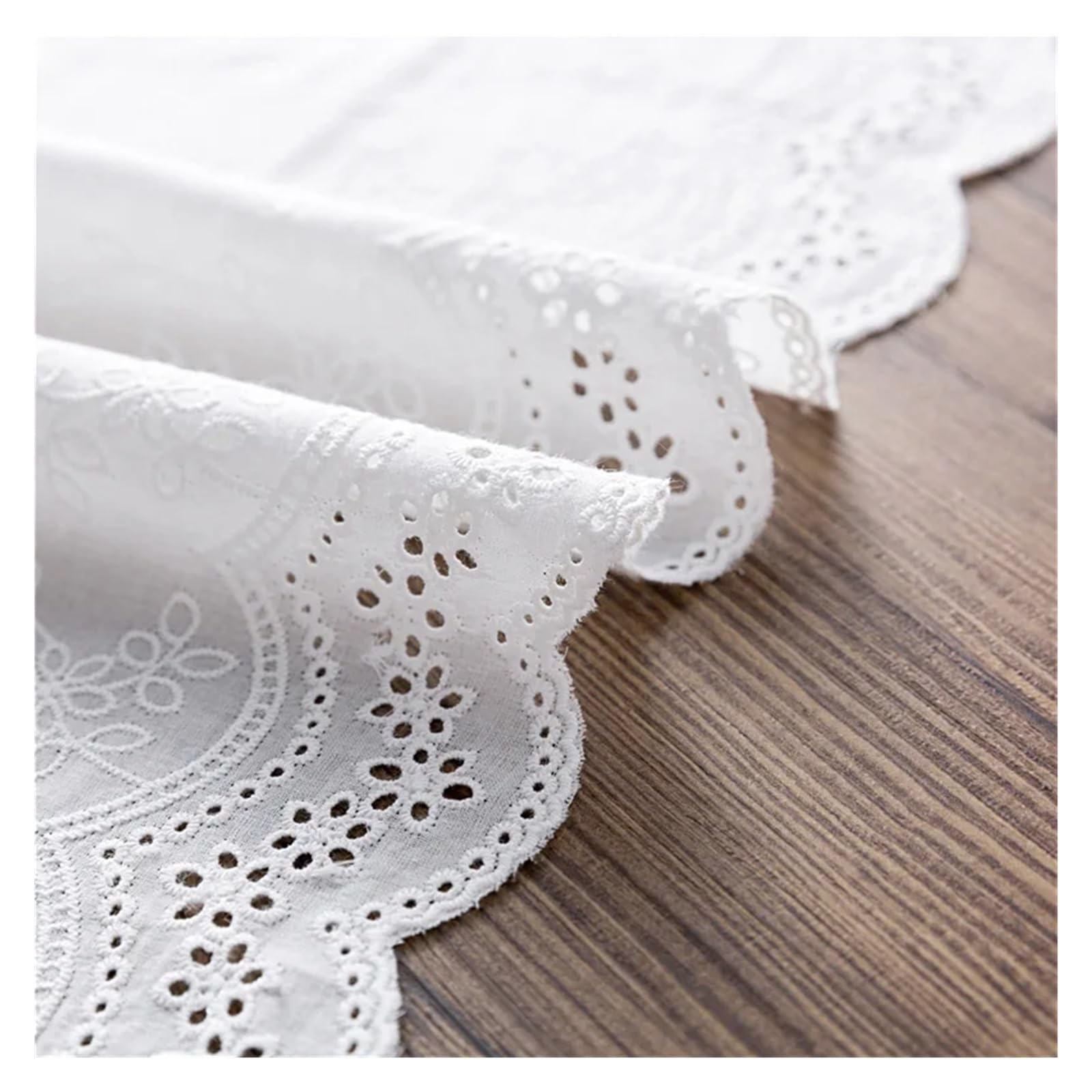 Cinta de Encaje 19,5 cm algodón puro 1 yarda encaje de blanco material ancho a mano cortina tela accesorios DIY para Decoración de Bodas(9.8-10yards)