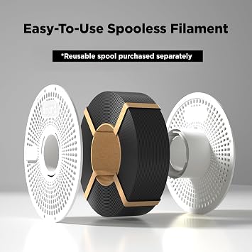 INLAND V2 Reusable Filament Spool & Filament Bundle, Replacement Spool, Black and White Spooless Filament, Compatible with Bambu Lab Refill