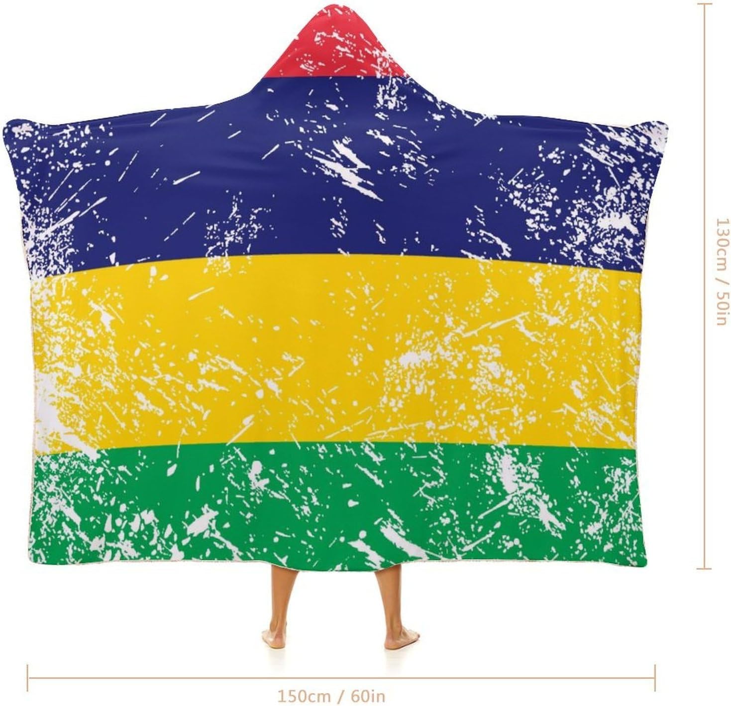 Mauritius Vintage Flag Fashion Wearable Blanket Hoodie Fleece Throw Cloak Robe Unisex