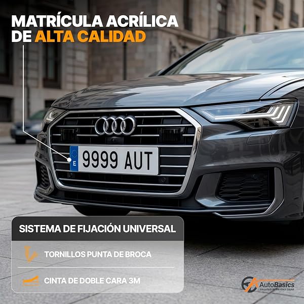 Matrícula Acrílica Homologada 52x11 CM | Matrícula de Coche Universal Europea | Material Resistente y Elegante | Fácil y Rápida Instalación (1 Unidad) - 2