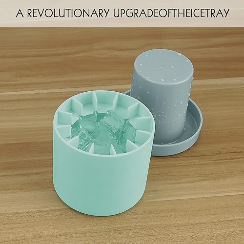 Miniatura 6 de Paquete de 2 bandejas de hielo cilíndricas para moldes de hielo, cubo de hielo de silicona, máquina portátil de cubitos de hielo, taza de hielo de