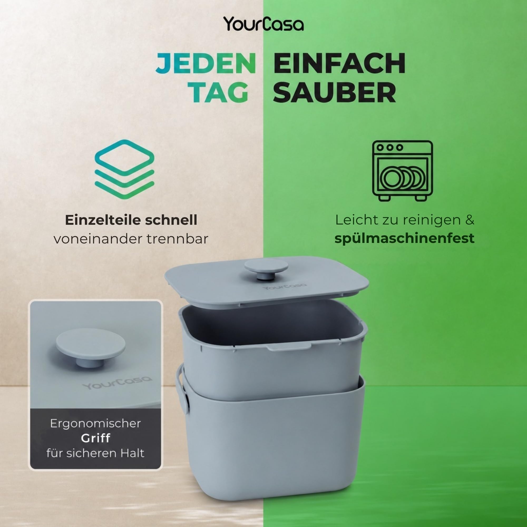 Kompakter Biomülleimer für kleine Küchen