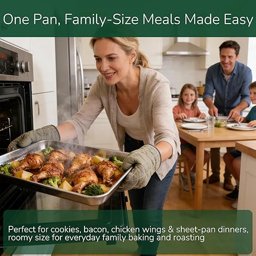 Miniatura 7 de Juego de 4 bandejas para hornear de acero inoxidable 180 con estante de enfriamiento, aptas para horno, no tóxicas, para hornear, sin revestimiento