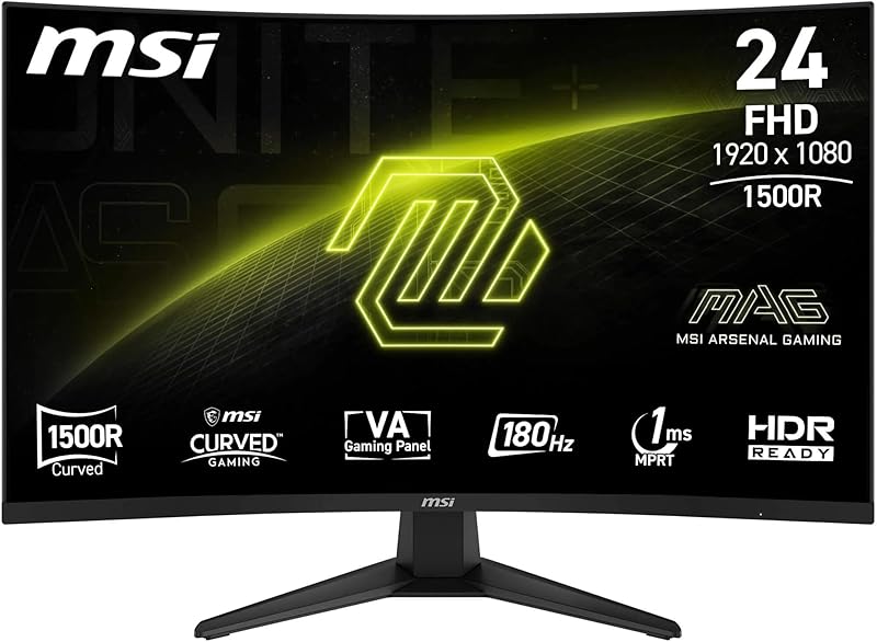 MSI MAG 244C Écran Gaming incurvé 24'' FHD - Dalle VA 1500R 1920 x 1080, 1ms, Adaptive Sync - DP 1.2a, HDMI 2.0b CEC
