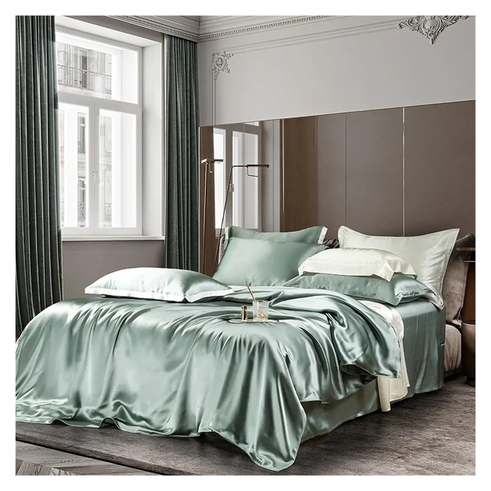 Sbcgfy D Be Four Pieces Set, 600Tc Cotton White With Gray/Blue Embroidere Soft Uvet Cover Set Be Sheet Pillowcase Ouble Queen King 4Pcs Bedding Set,-King Size 2.0M Be 4Pcs