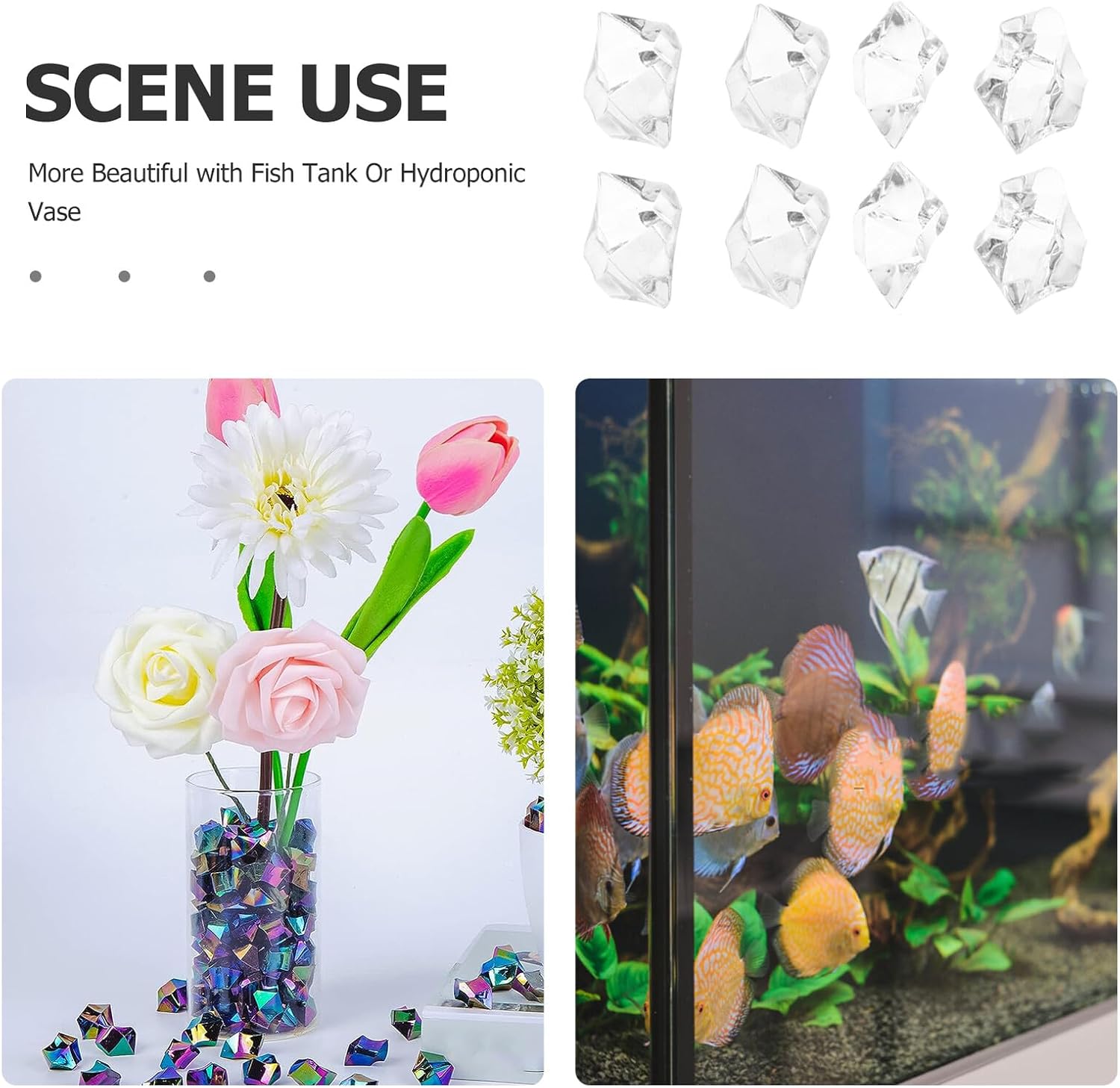 MAGICLULU 260pcs Acrylic Ice Cubes Crushed Ice Rocks Vase Fillers Decorative Gems for Wedding Table Centerpieces and Home Décor