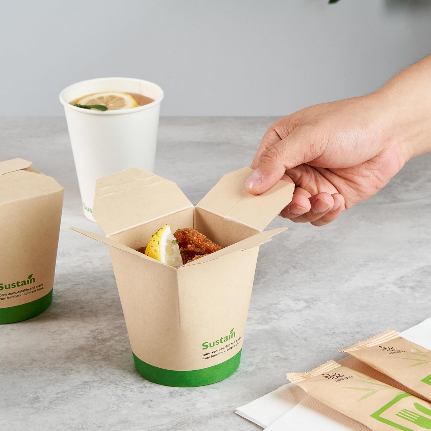 Restaurantware Chinese Take Out Boxes 50 Pack of 16 oz Paper Sustainable Take Out Container Food Container Leak-Resistant Kraft For Asian Cuisine
