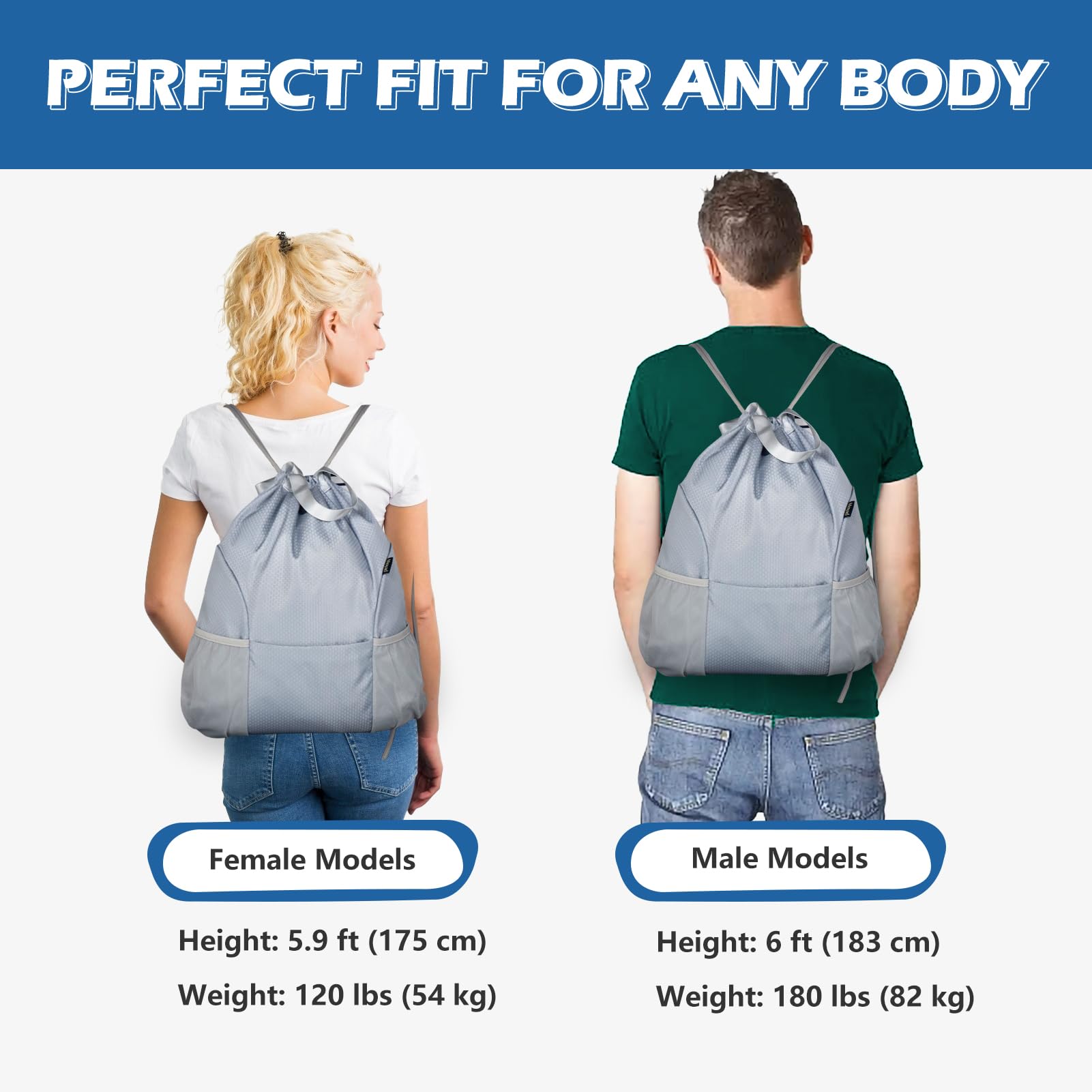 Moyad Waterproof Drawstring Bags for Sports Unisex Printed Gym Sack, String PE Swimming School Backpacks with Carry Handles - Image 4