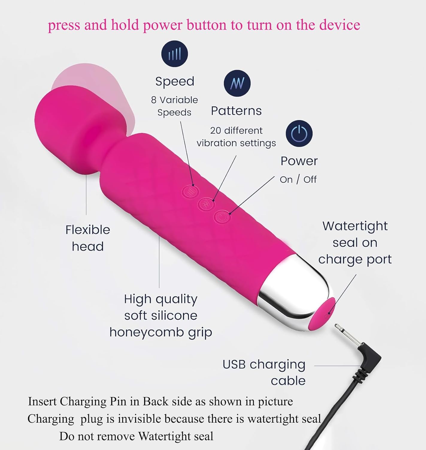 20 vibration patterns and 8 speed levels (multi -color) Objidium Personal Massage for Women's Recruitment Vibration Masor Machine 20 vibration patterns and 8 speed levels (multi -color) Objidium Personal Massage for Women's Recruitment Vibration Masor Machine