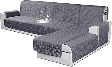 VANSOFY Sectional Couch Covers 100% Waterproof L Shaped Sofa Slipcover 3pcs Reversible Chaise Lounge Cover for Sectional Sofa Furniture Protector Cover for Pets Dog Cat(X-Large, Dark Gray)