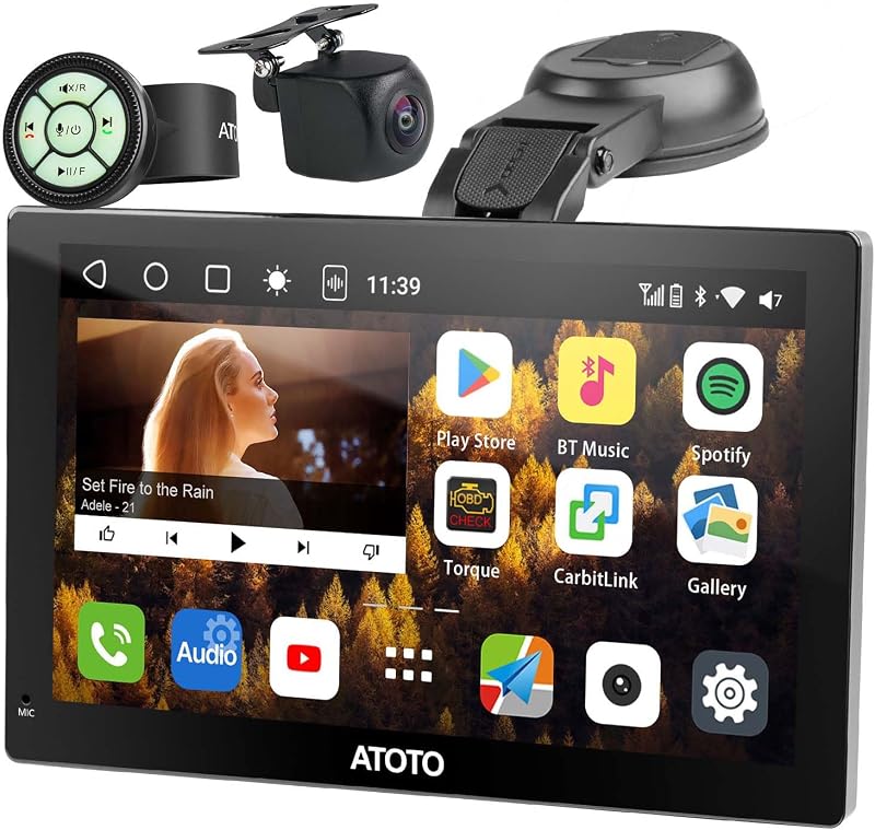 ATOTO P9 9" QLED Android Hordozható Autós Navigáció, 4G+32G Autórádió, Vezeték Nélküli CarPlay, 1080P Tolatókamera, GPS Nyomkövetés, 4G-LTE,