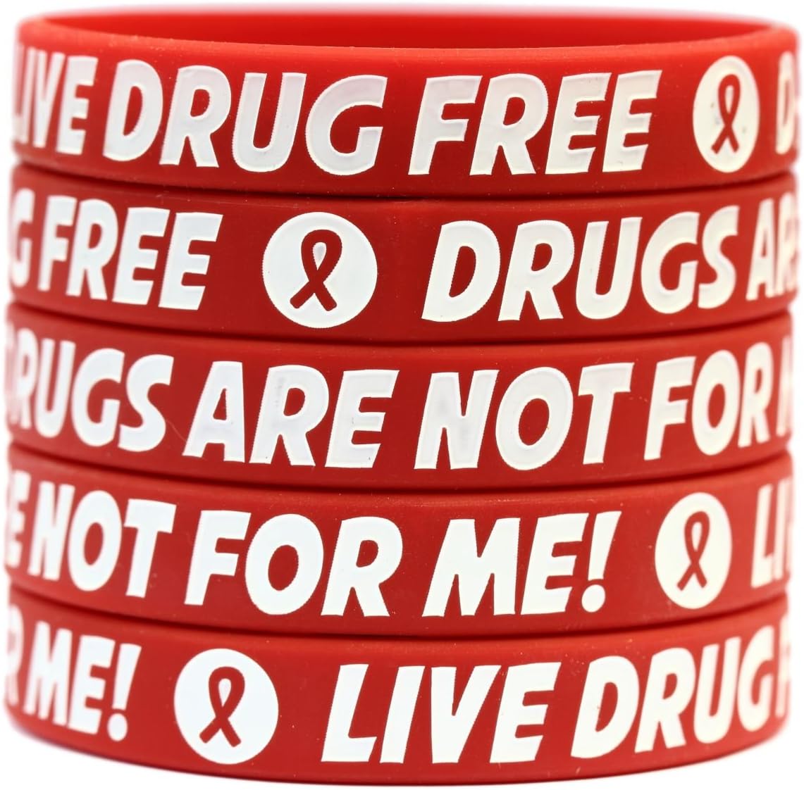 200 Red Youth Size Live Drug Free Bracelets - Red Ribbon Week Wristbands