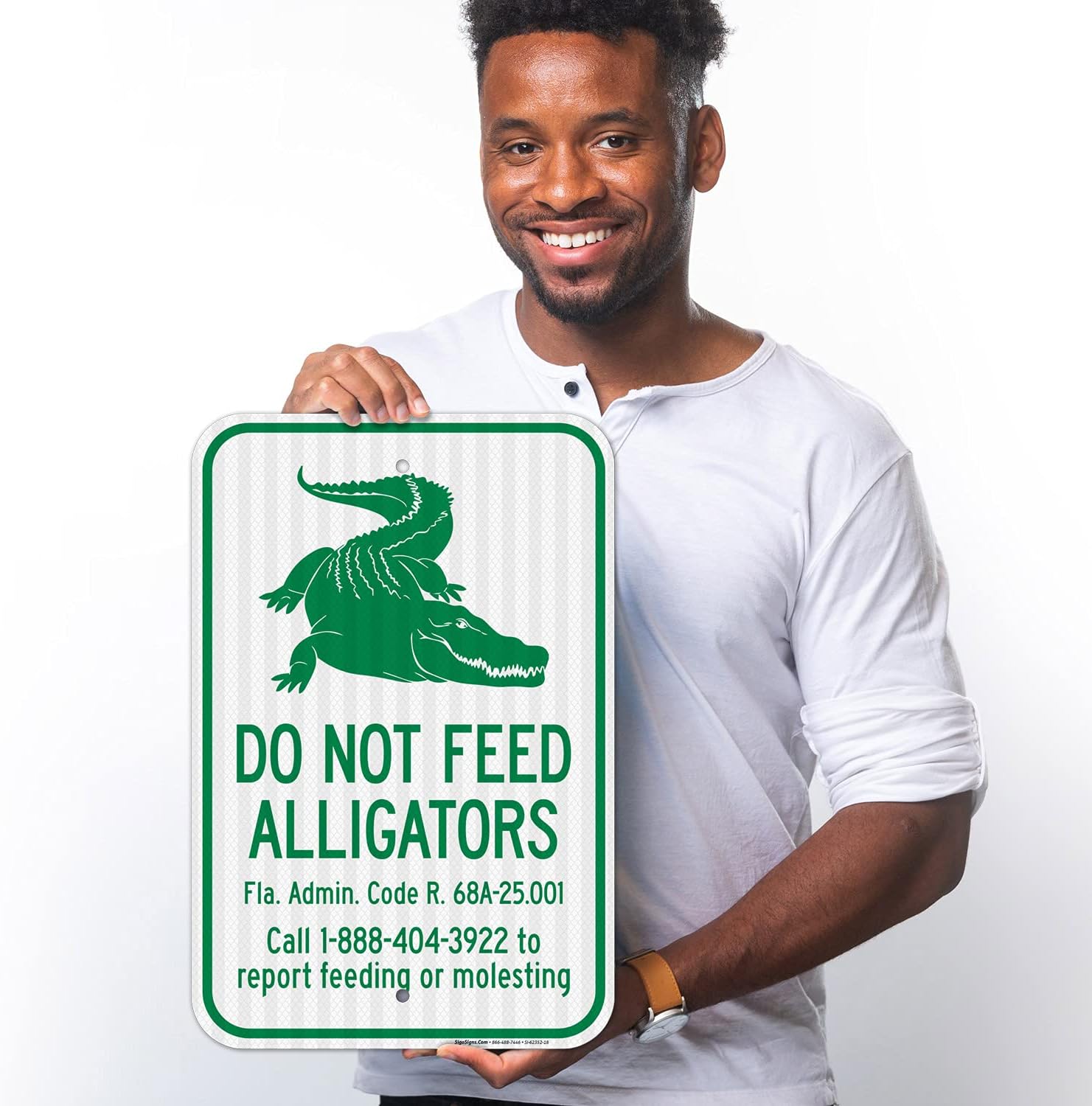 Florida Alligator Warning Sign Do Not Feed Alligators FLA Admin Code R 68A2500 Sign, 12x18 Inches, 3M EGP Reflective .063 Aluminum, Fade Resistant, Made in USA