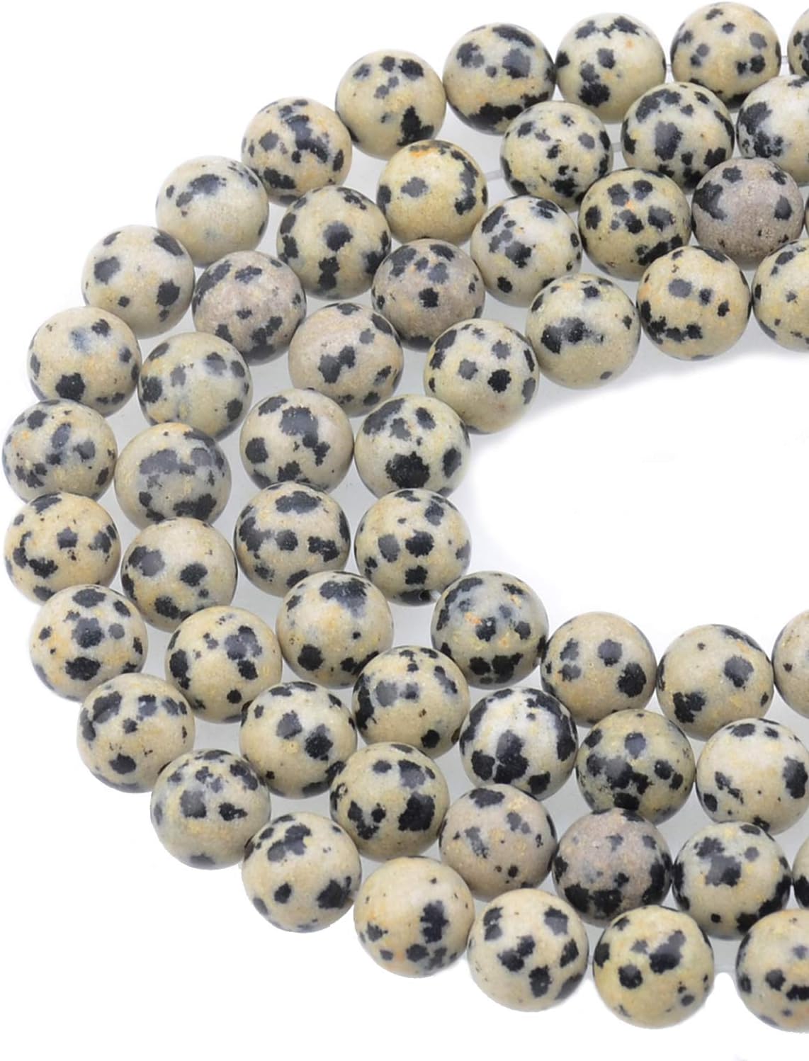 LPBeads 100PCS 8mm Natural Dalmatian Beads Gemstone Round Loose Beads for Jewelry Making with Crystal Stretch Cord
