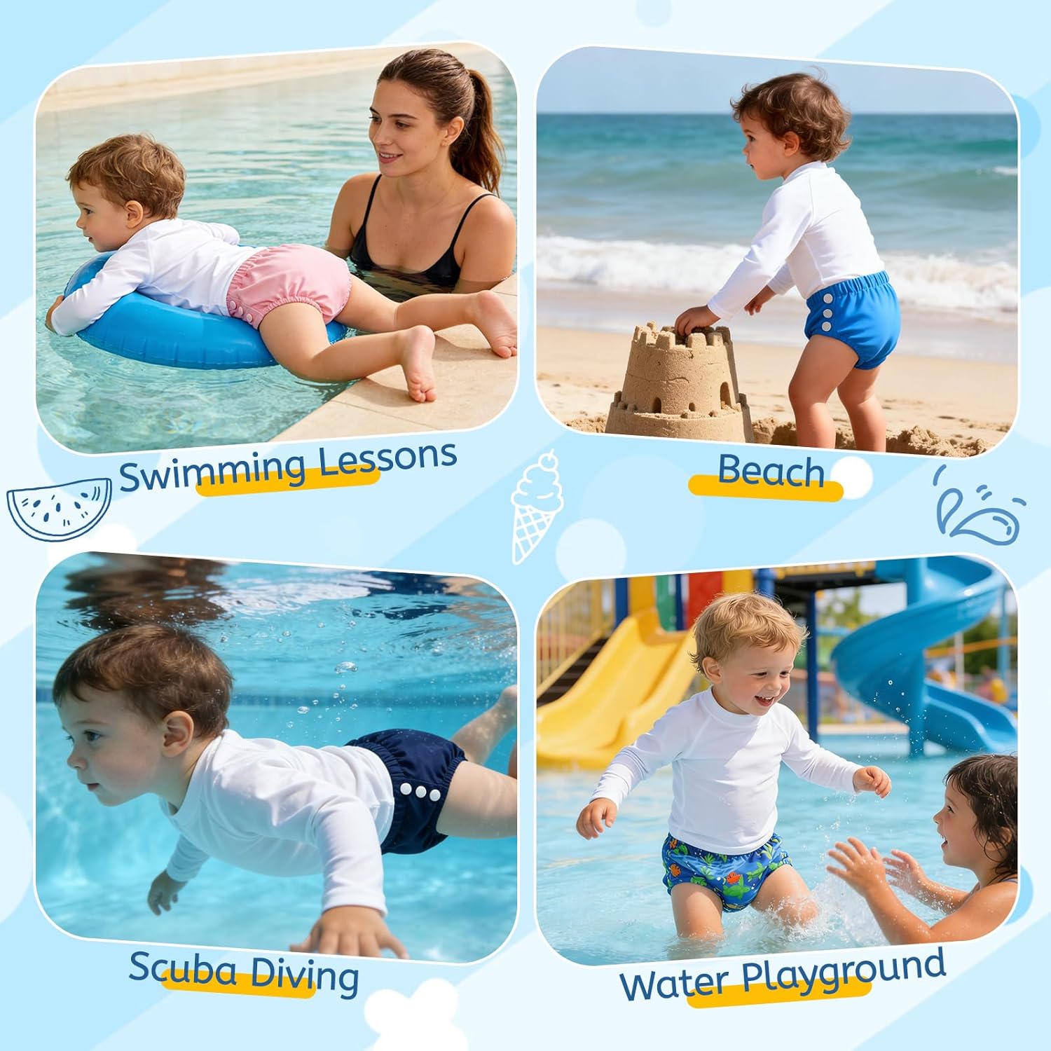 Durio Reusable Swim Diapers Washable Baby Swim Diaper Unisex Infant Toddler Swimming Diapers - Image 6