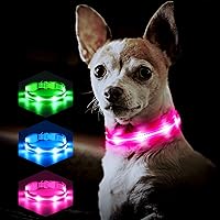 Vista 1 de Collares iluminados para perros pequeños, medianos y grandes, collar de perro LED ajustable, collar recargable suave brillante para perros y gatos