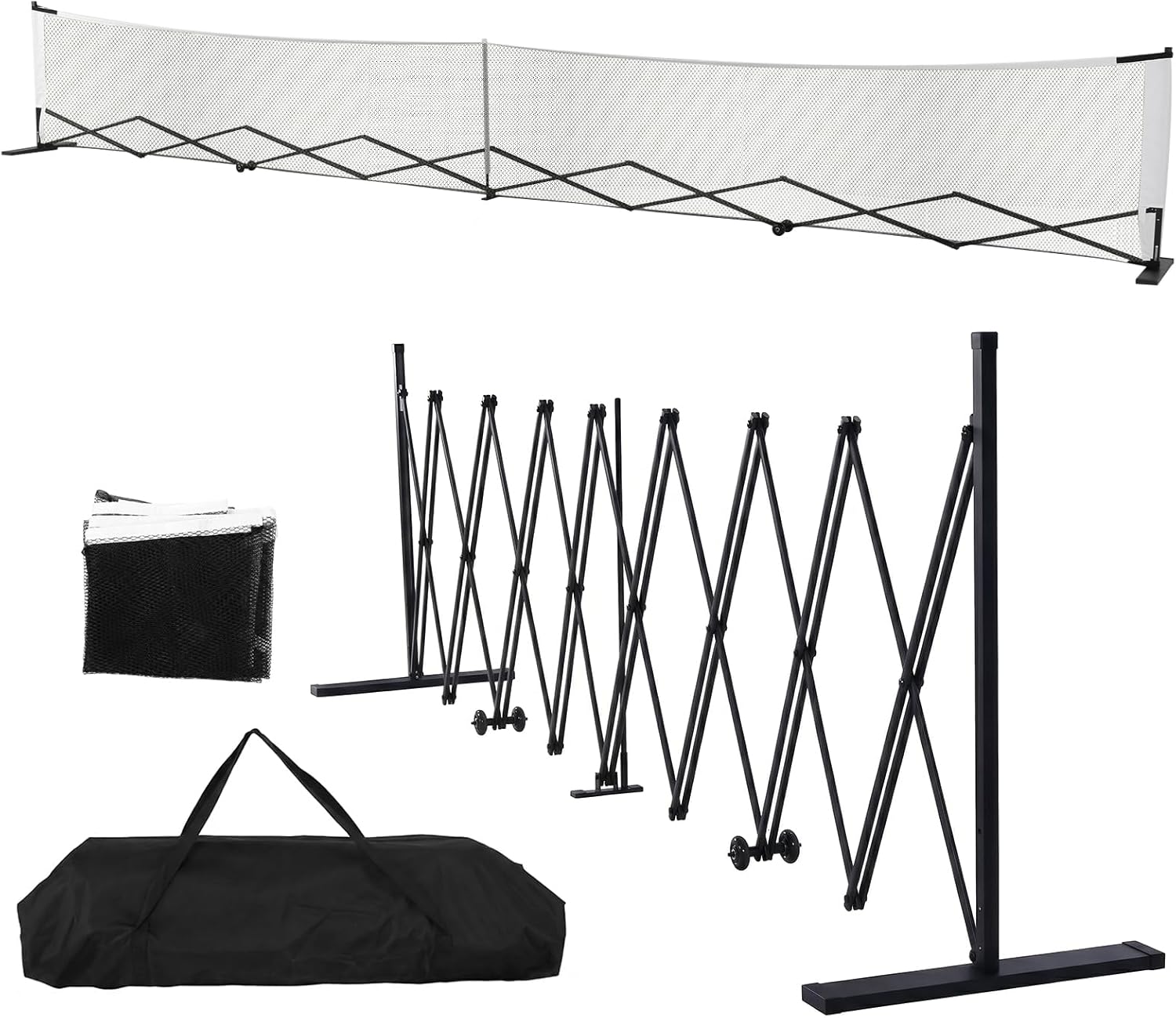 Portable Ball Net Frames with Wheels 22ft Retractable Net Stand Aluminum Alloy Steady Metal Frame for Backyards Driveways & Garages
