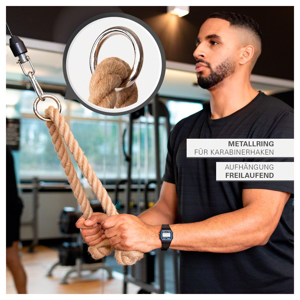 Sport-Tec Trizepsseil, Trizepstau, Trizeps Seil, Zugseil, Zughilfe, Kabelzug, Fitness, Kraftstation, Tau