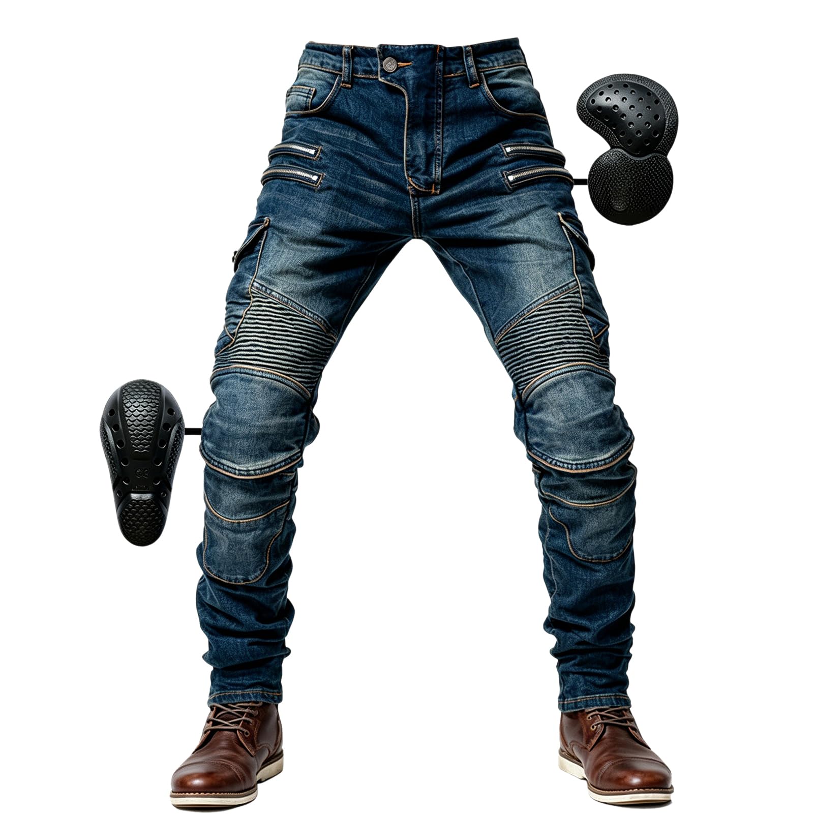 Hombre Motocicleta Pantalones Jeans con Protección Motorcycle Biker Pant 4 X Equipo De Protección