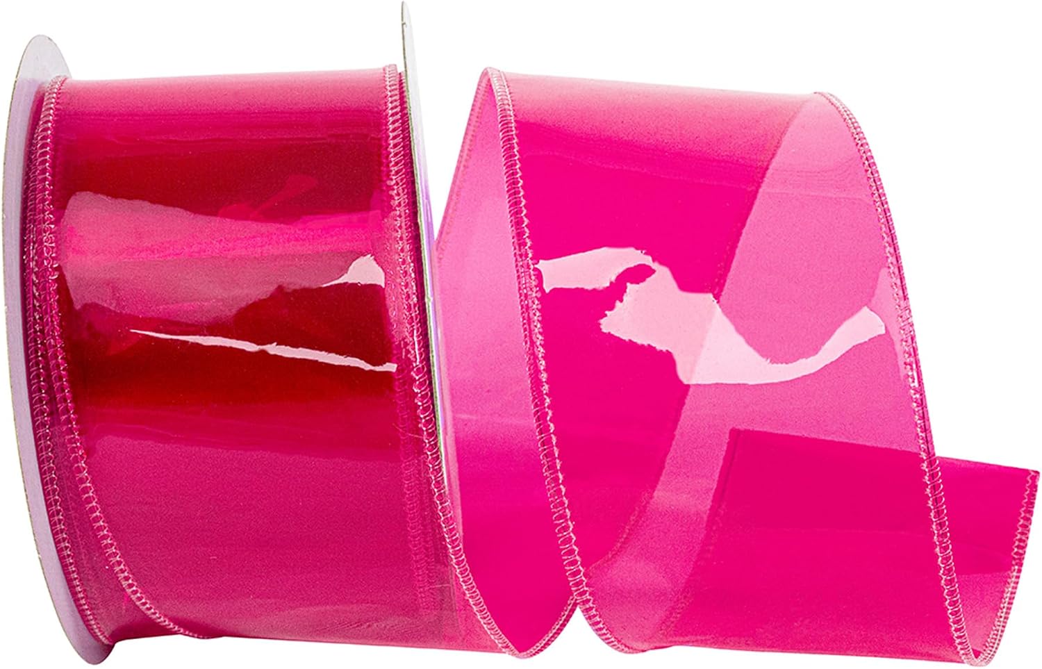 HOMEFORD Jelly Vinyl Wired Ribbon, 2-1/2-inch, 10-Yard, Hot Pink