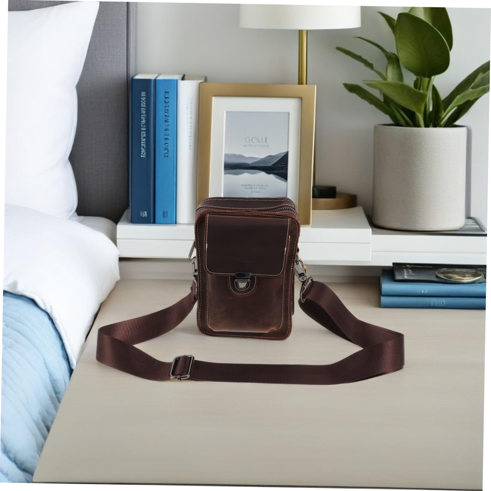 Skórzana Torba Telefon Crossbody z Regulowanym Paskiem Mężczyzn i Kobiet Wielofunkcyjna Saszetka Co Dzień Podróże i Casualowe Wyjścia