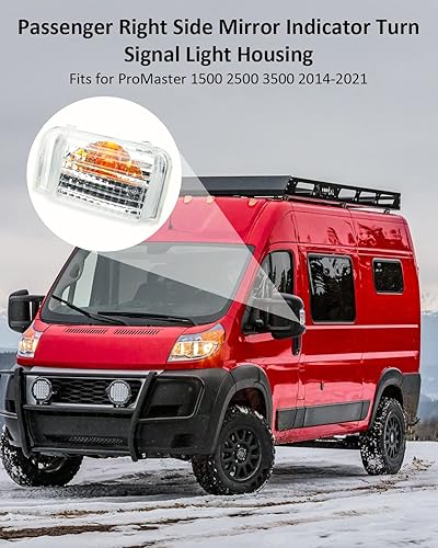 Miniatura 2 de YUANTUO Carcasa de luz intermitente intermitente para espejo lateral derecho del pasajero, compatible con ProMaster 1500 2500 3500 2014-2021