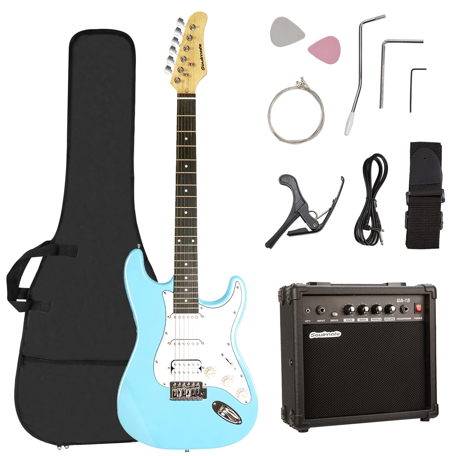 Soulmate 39 Inch Full Size Electric Guitar Kit for Beginner Solid
