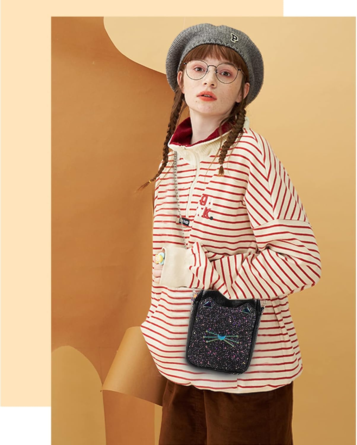 Sparkly Girls Purse and Birthday Gifts for Youth Girls Teens and Kids, Small Kawaii Cat Purse and Kitty Bag Crossbody | Aged 8-25, Roomy Fit Phone, Zipper Closure, Comfy Wear - Image 2