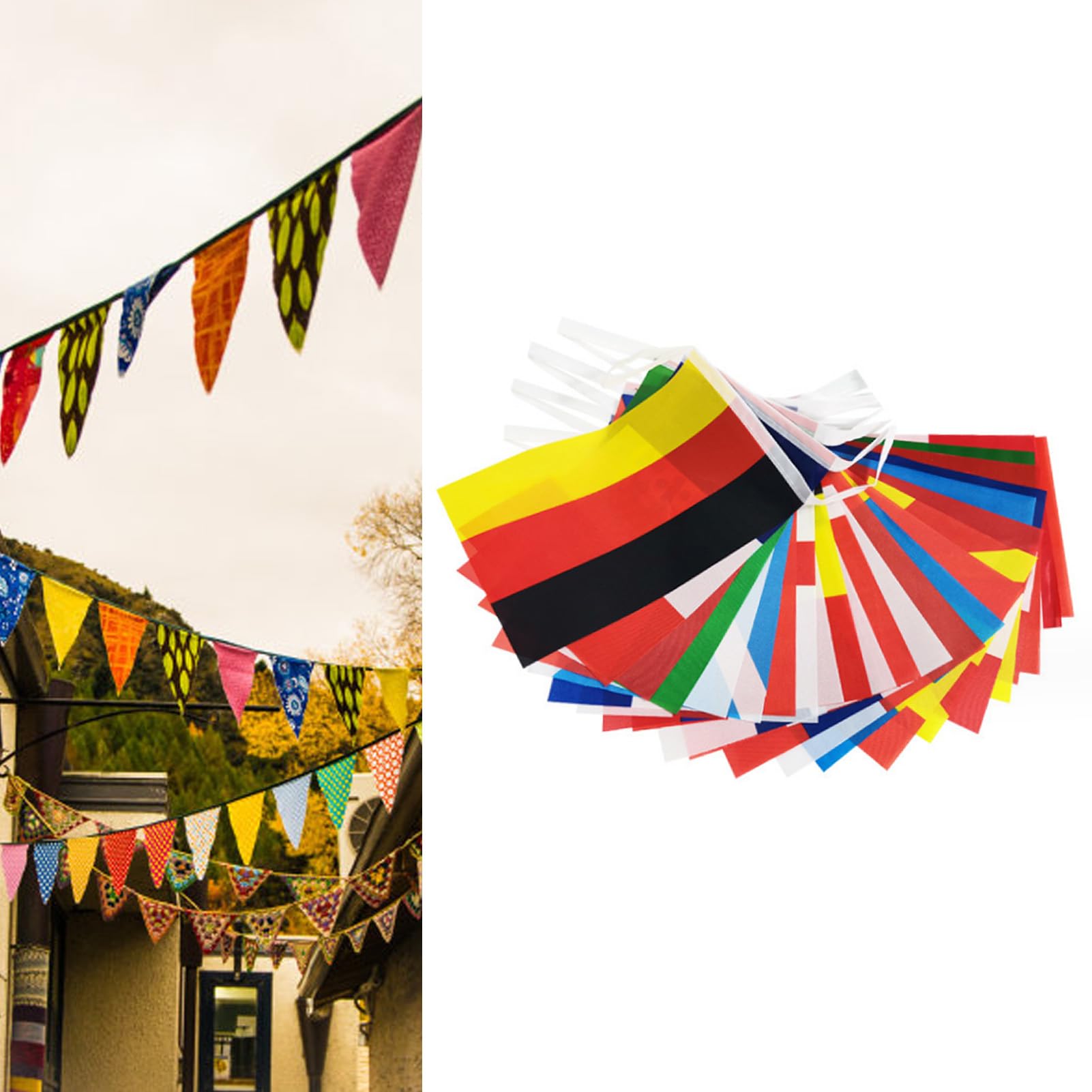 Weltflaggen-Banner Set – 3 Stück, Je 5x0,9 M, Mit 36 Länderflaggen, Für Internationale Feste, Sportevents & Deko