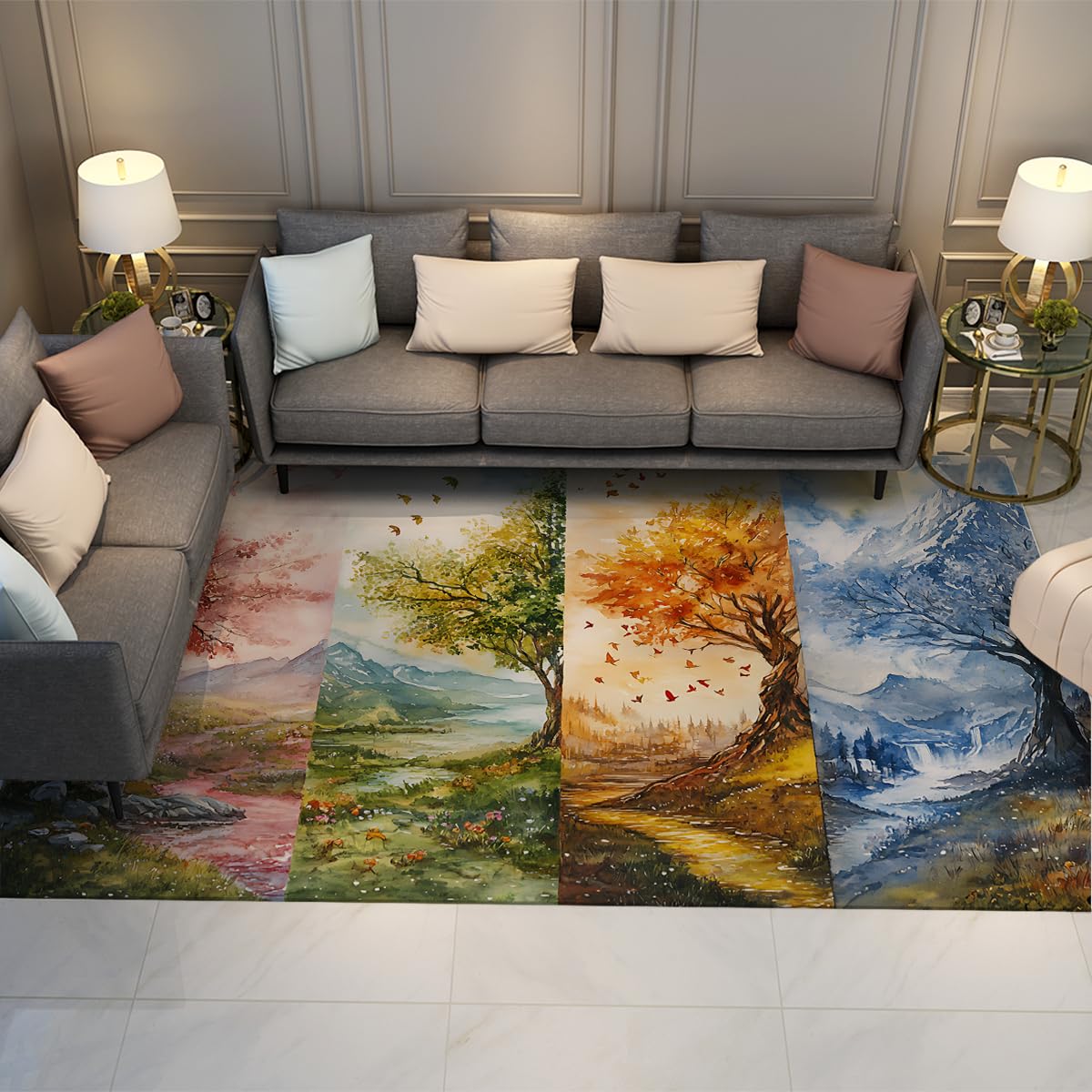 Tapis pour salon 180x240cm abstrait coloré et antidérapant pour chambre