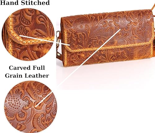 Miniatura 6 de Handmade Small Crossbody Shoulder Bag for Women, Cellphone Bags Adjustable Strap, Leather Card Holder Wallet Purse and Handbags With Zipper Coin